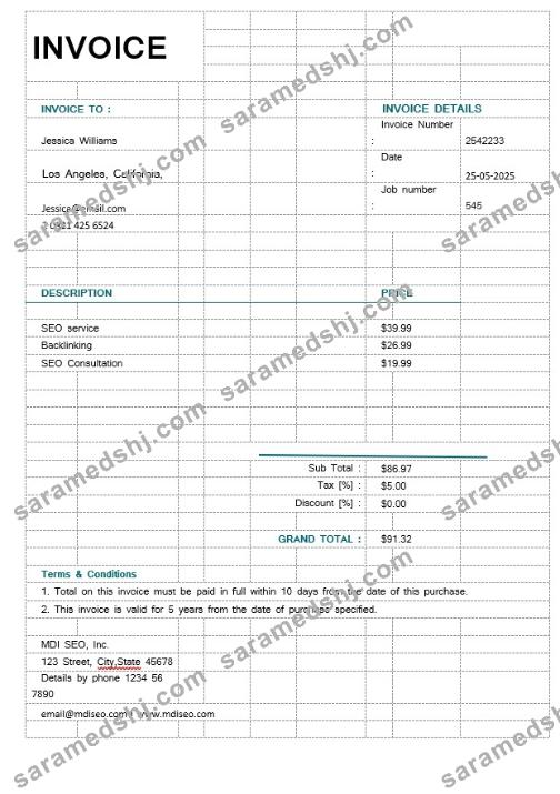 SEO Invoice Template